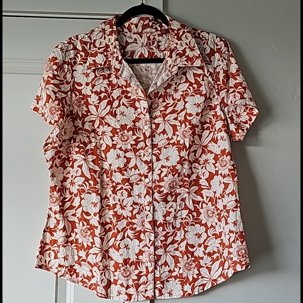 Tommy Bahama Linen Hawaiian Floral Shirt